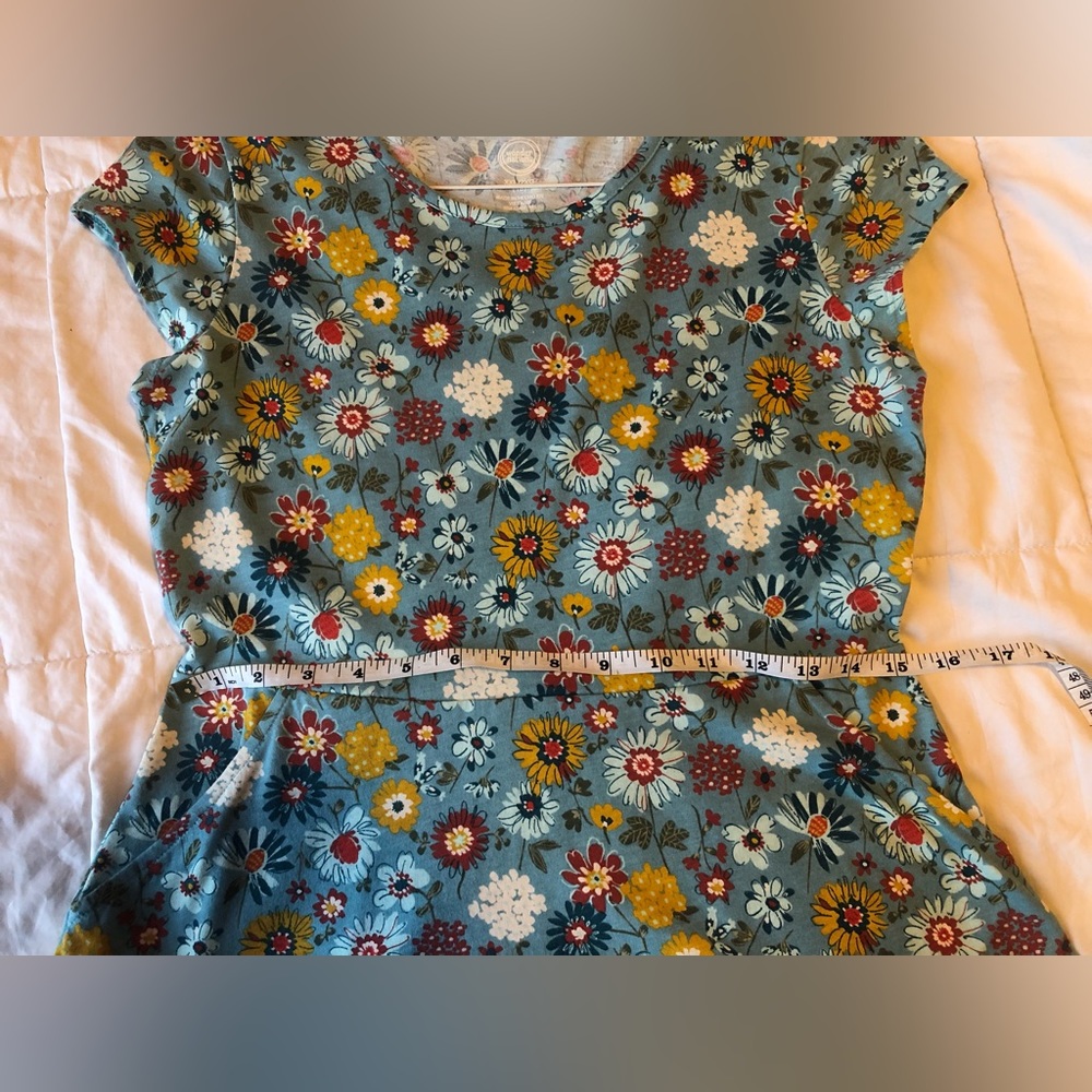 Wonder Nation Blue Floral Cap Sleeve Dress - Size 2XL (Juniors) - Picture 4 of 6
